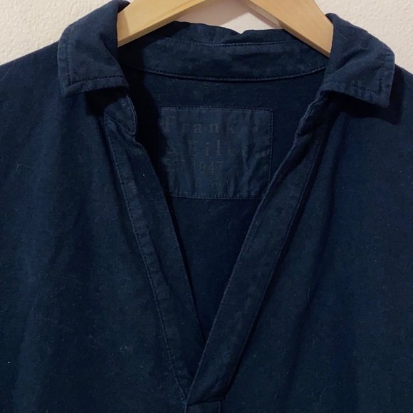 Frank & Eileen Emma Hand-Cut Raw Hem Popover Henley Maxi Dress Navy Size XS - Picture 9 of 11